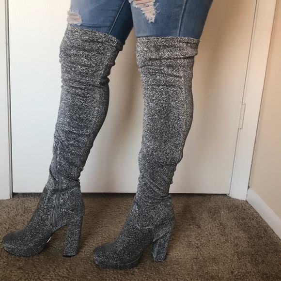 Silver high waist boots - Picture 2 of 5
